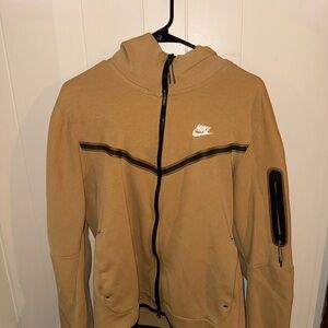 Nike Tan Hoodie with Black Zipper